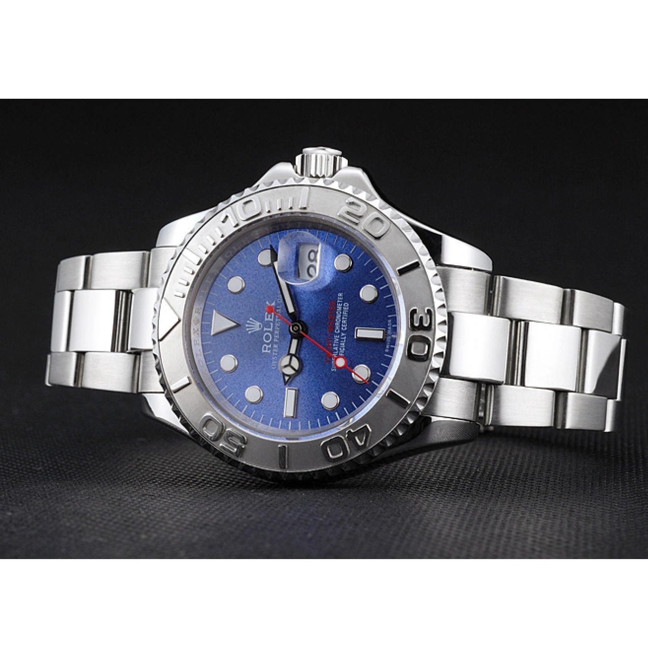 Best AAA Replica Sites Bracelet Dial And Stainless Steel Rolex Swiss Yacht-Master Case Blue 0723